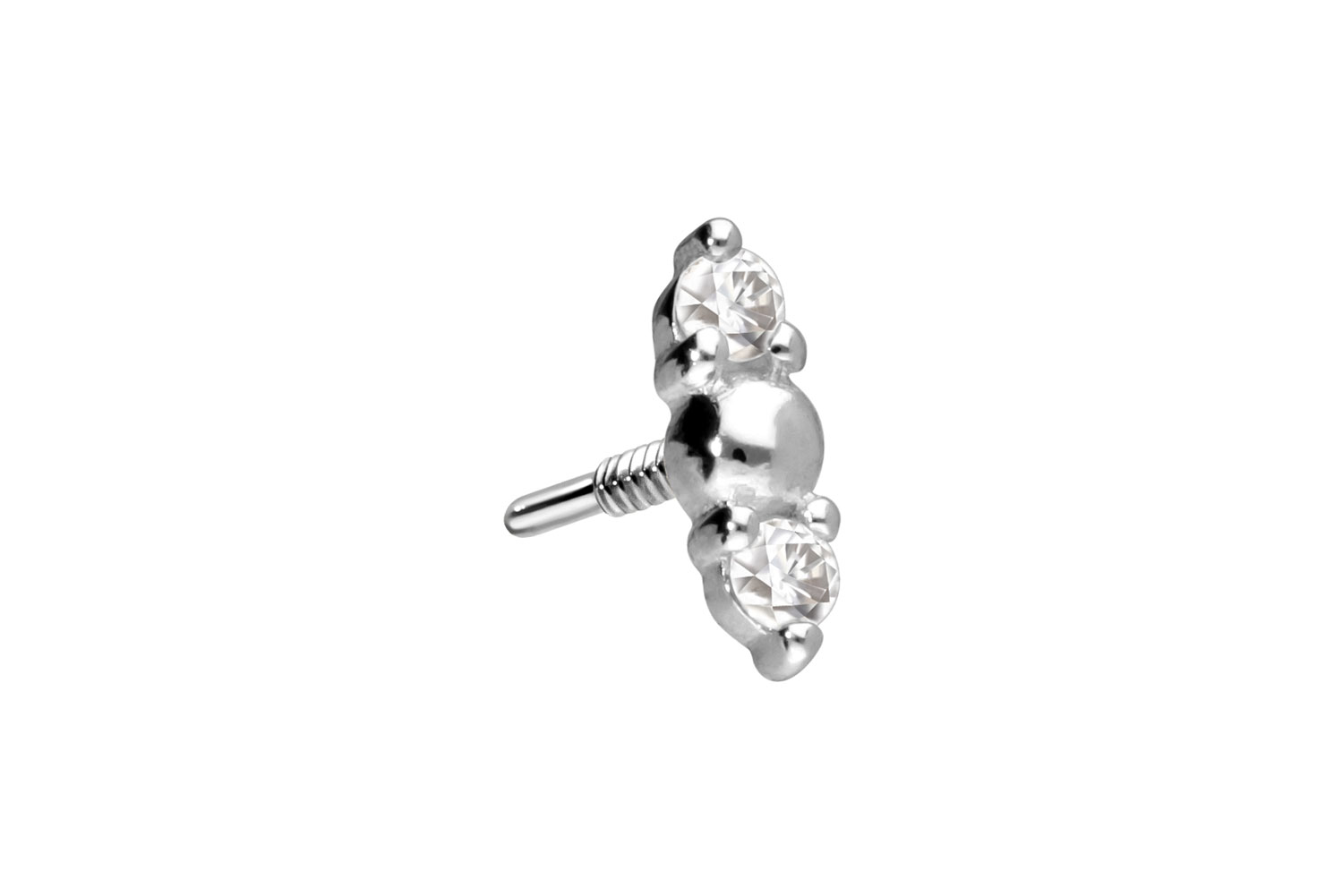 14 Karat Gold Schraubaufsatz mit Außengewinde 2 MOISSANITE + KUGEL von Piercingline
